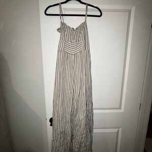 American Eagle Outfitters Striped Jumpsuit in Cream and Black